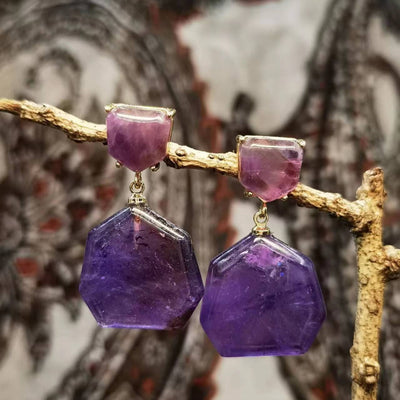 Aretes de Piedras Naturales: Amatista, Ojo de Tigre y Rodonita - Image 5