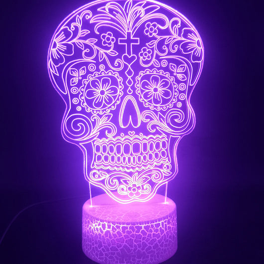 Lámpara Nocturna 3D Calavera Floral - Image 9
