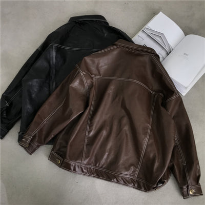 Chaqueta de Cuero PU para Motocicleta Mujer con Bolsillos Grandes y Costuras Topstitched - Image 29