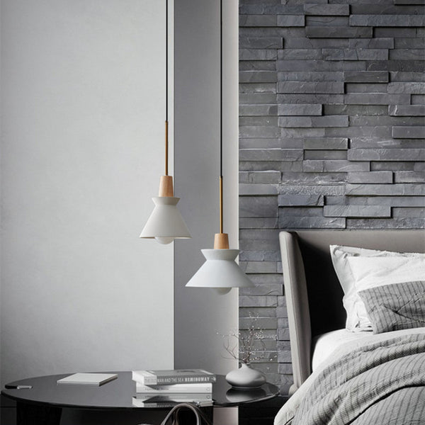 Lámpara Colgante Nórdica Estilo Cemento y Madera