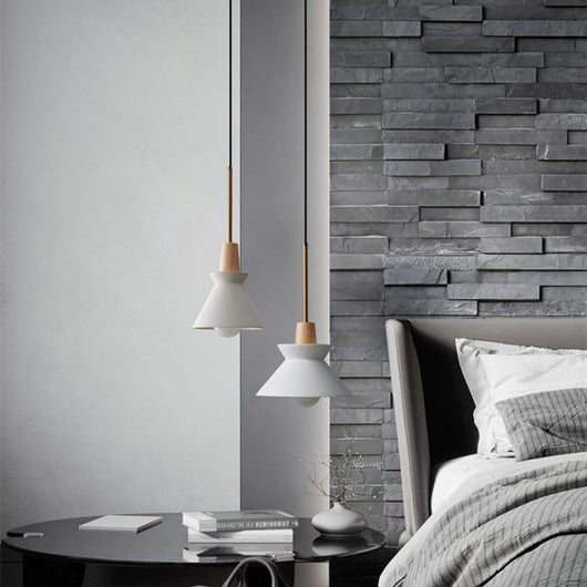 Lámpara Colgante Nórdica Estilo Cemento y Madera - Image 2