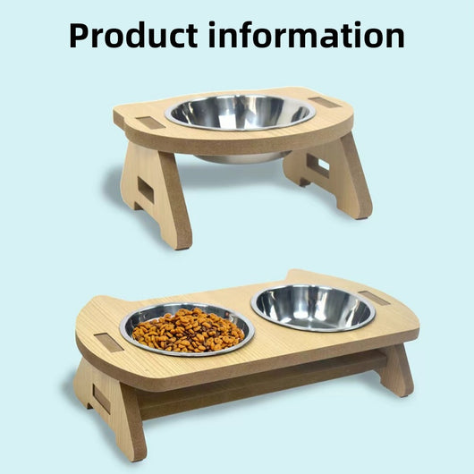 Comedero Doble para Gatos de Madera con Protección Cervical y Tazones Antivuelco - Image 6