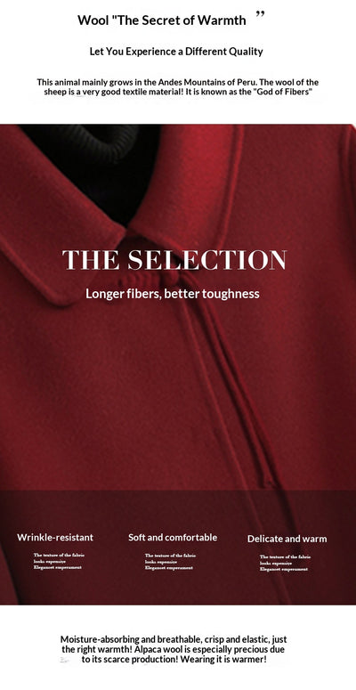 Abrigo de Lana Reversible Oversized Estilo Chino Rojo - Image 12