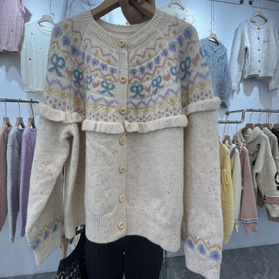 Cardigan Tejido con Moño - Diseño Retro Holgado para Otoño e Invierno - Image 5