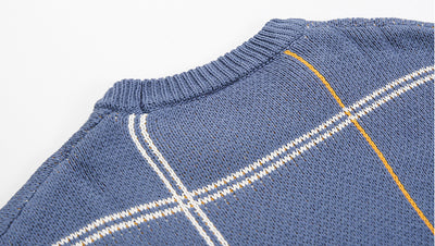 Suéter Holgado Azul para Hombre - Cuello Redondo Tejido Grueso - Image 7