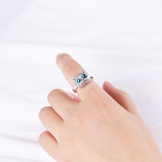 Anillo de Plata Estilo Retro Gatito Vintage - Image 4