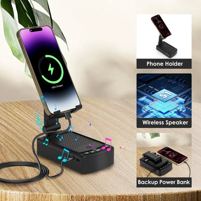 Soporte Plegable para Teléfono con Parlante Inalámbrico, Power Bank y Carga Rápida - Image 3