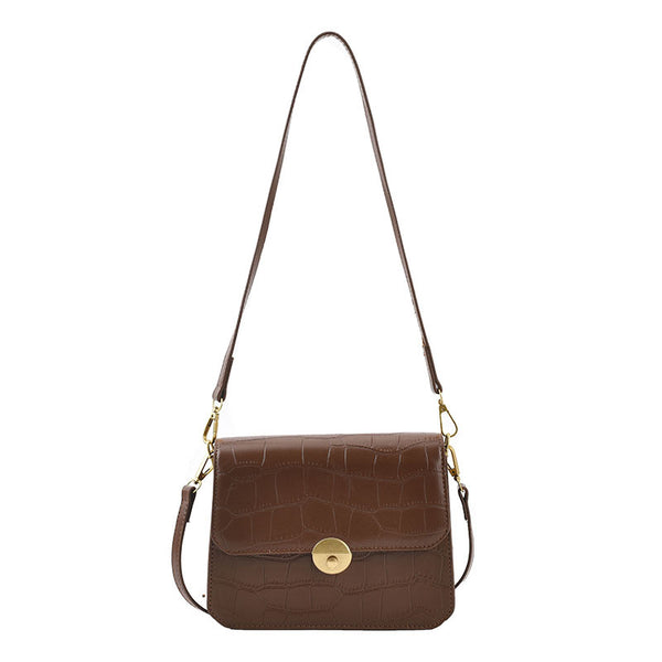 Bolso de Cuero PU con Patrón de Grietas - Diseño Sólido y Personalidad