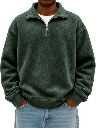 Sudadera Oversized Vintage con Cierre de Medio Cuello para Hombre - Image 8