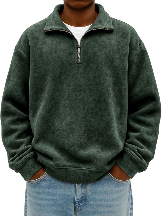 Sudadera Oversized Vintage con Cierre de Medio Cuello para Hombre - Image 8