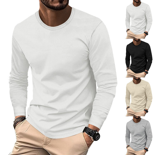 Polera Cuello Redondo Textura Waffle para Hombre