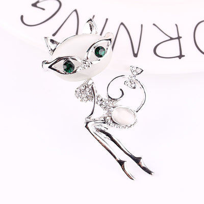 Broche Gato Plateado con Cristales Brillantes - Image 8