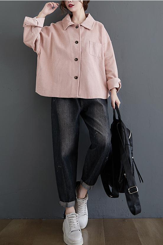 Camisa de Pana Vintage Talla Grande para Otoño