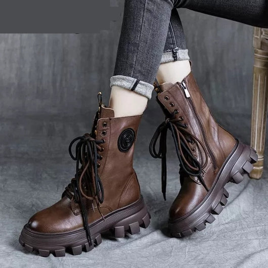 Botas Cortas Estilo Británico para Mujer - Caña Media Otoño