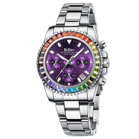 Reloj Ejecutivo Acero Inoxidable con Diamantes de Colores para Mujer - Image 2