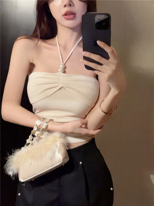 Top Halter Sexy Tubo con Tirantes - Diseño Francés Otoño - Image 29