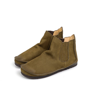 Botas de Cuero Genuino con Punta Redonda y Elástico Lateral - Image 2