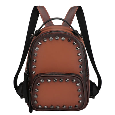 Mochila Casual de Cuero Genuino con Remaches para Mujer - Image 2
