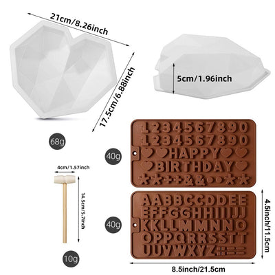 Juego de Moldes de Silicona para Chocolate y Pasteles Diamante Amor - Image 6