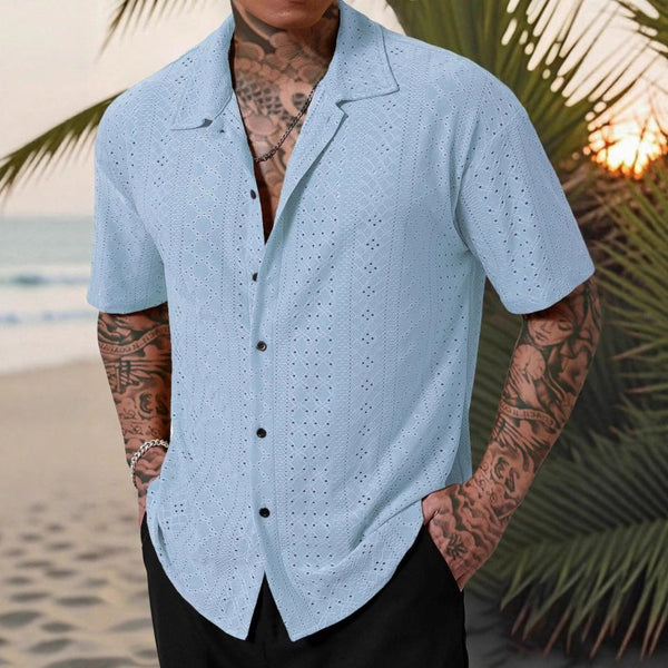 Camisa Casual Hombre con Tejido Calado Jacquard