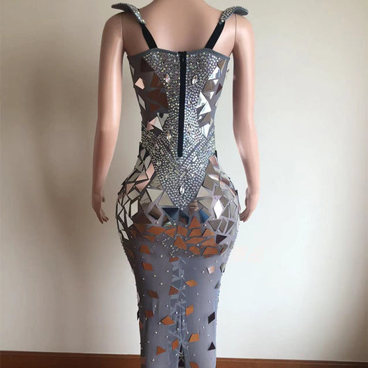 Vestido Largo Elegante de Lentejuelas con Manga Larga Ajustado - Image 3
