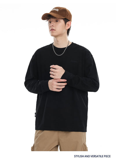 Camiseta de Algodón Pima con Bordado Minimalista - Manga Larga Cuello Redondo - Image 29