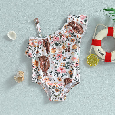Traje de Baño Niña con Estampa Cabeza de Toro y Tirante Único - Image 9