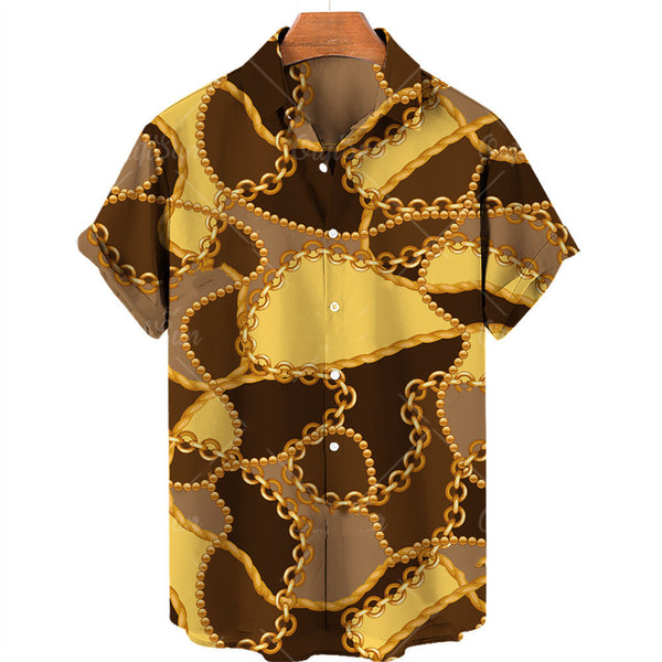 Playera Manga Corta Hombre Cadena Oro 3D Digital
