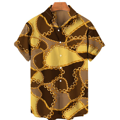 Playera Manga Corta Hombre Cadena Oro 3D Digital - Image 2