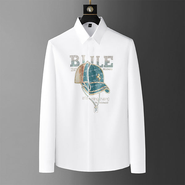 Camisa Casual para Hombre con Detalles de Strass Europeo - Image 7