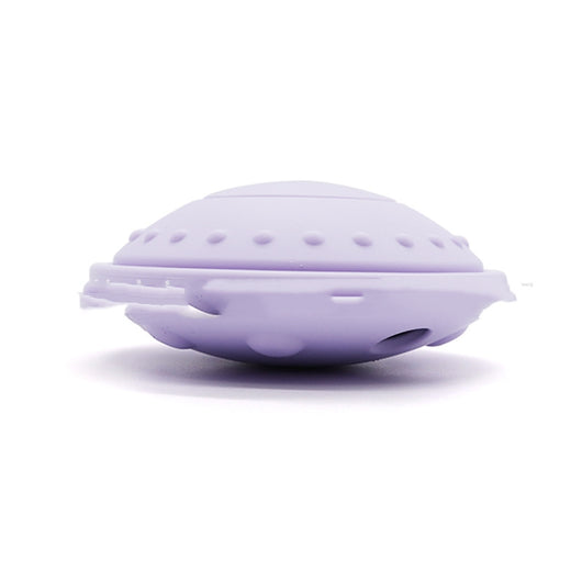 Purple UFO-shaped silicone pet toy with textured top and openings for slow feeding or interactive play. - Image 10