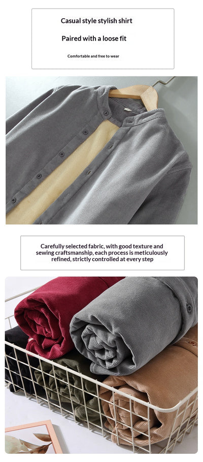 Chaqueta de Corduroy Grueso Forrada en Franela con Cuello Alto - Image 15