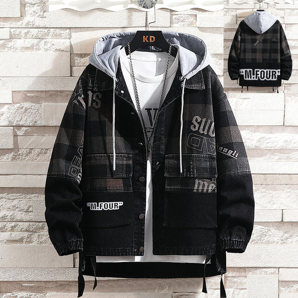 Chamarra Denim con Capucha Casual para Hombre