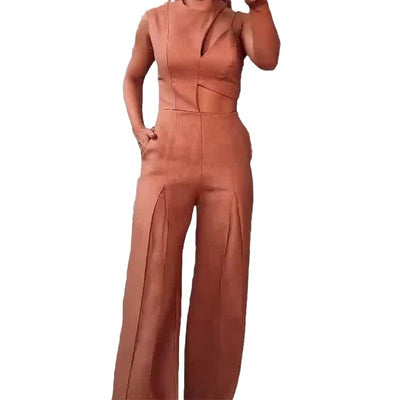 Jumpsuit Elegante de Cintura Alta con Cuello Redondo y Detalles Calados - Image 5