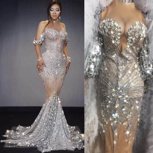 Vestido Brillante sin Mangas con Flecos Largos para Fiesta Nocturna