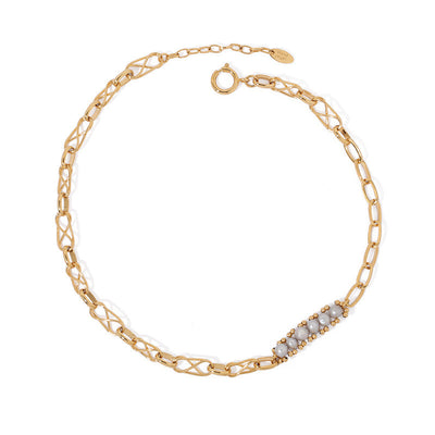 Collar de Perla Dorado en Oro Real con Baño de Vacío - Diseño Europeo para Clavícula - Image 6