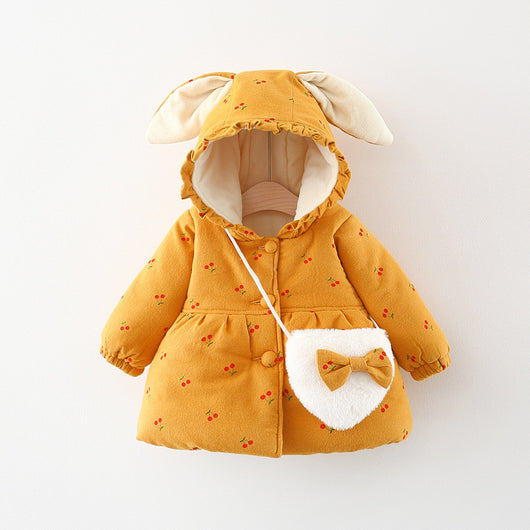 Abrigo de Algodón Niña con Forro Polar Estampado Frutas y Bolsa Incluida - Image 7