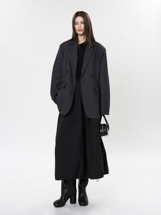 Blazer Casual de Solapa Ancha con Rayas - Silueta Esbelta y Temperamento Refinado - Image 16