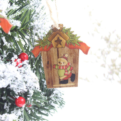 Adorno Navideño de Madera - Casa Creativa con Reno y Papá Noel - Image 11