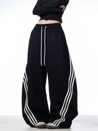 Pantalones Casuales Anchos a Rayas con Cordones - Image 5