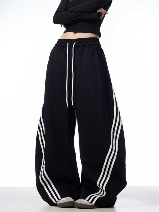 Pantalones Casuales Anchos a Rayas con Cordones - Image 5