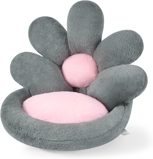 Cojín Nido Redondo para Gatos y Gamers - Asiento Floral Kawaii 19 Pulgadas Gris