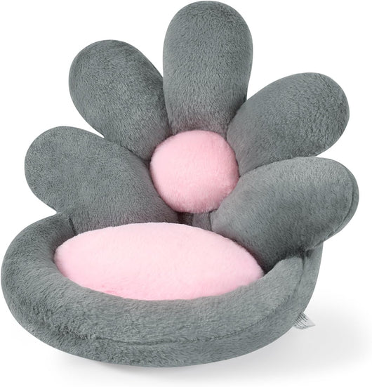 Cojín Nido Redondo para Gatos y Gamers - Asiento Floral Kawaii 19 Pulgadas Gris