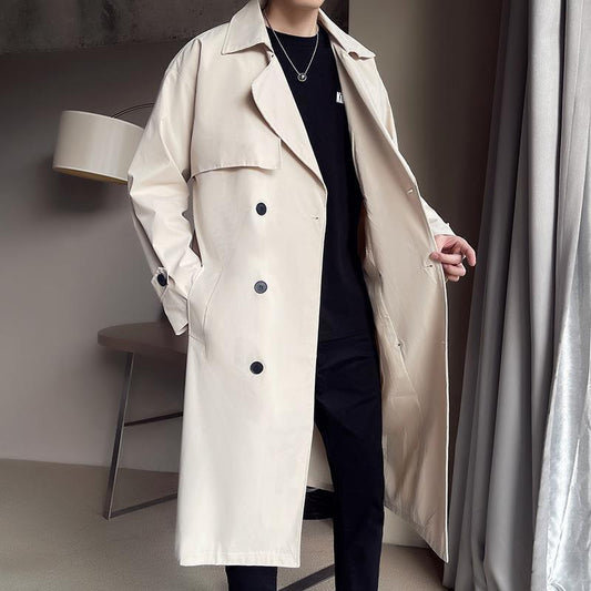 Abrigo Trench Coat Doble Botonadura Beige para Hombre - Image 2