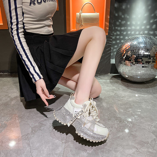 Tenis Deportivos Brillantes con Lentejuelas, Diseño Plateado y Rojo con Cristales - Image 35