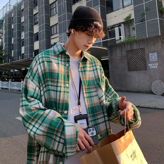 Camisa de Cuadros en Lana para Hombre - Manga Larga Otoño - Image 19