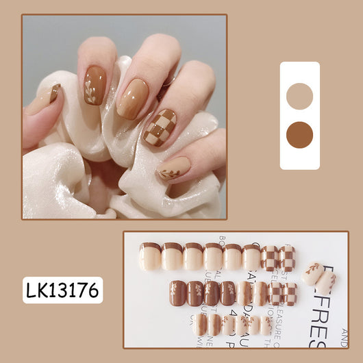 Parches de Uñas Adhesivos Kurixiang Latte - Diseño Pull Wear - Image 5