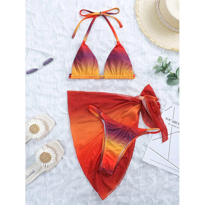 Traje de Baño Degradado de Tres Piezas Sexy - Image 15