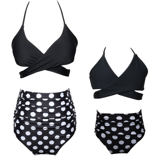 Traje de Baño Coordinado Mamá e Hija con Cintura Alta y Volantes Estampado - Image 11