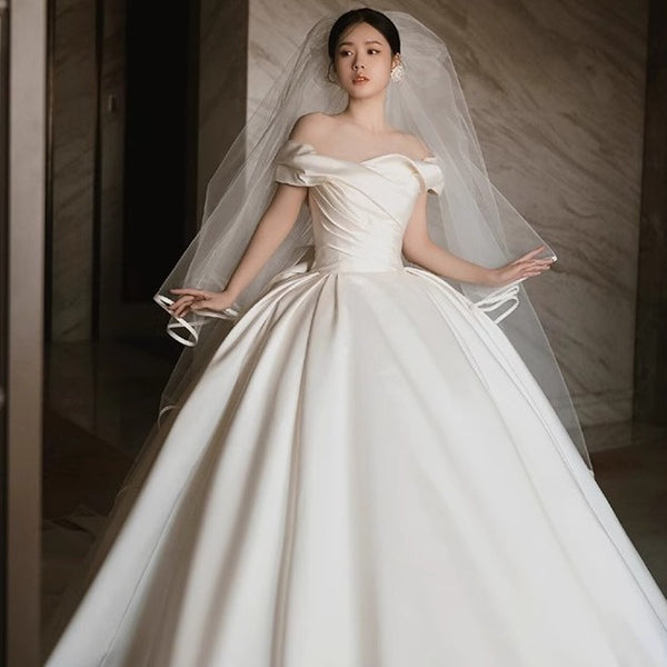 Vestido de Novia Satinado Hombros Descubiertos